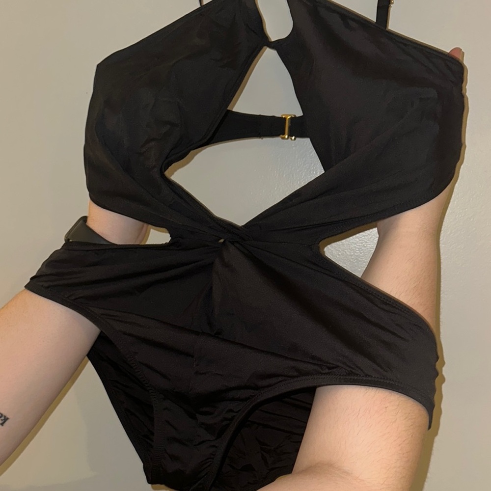 Elegant Black Cutout Swimsuit